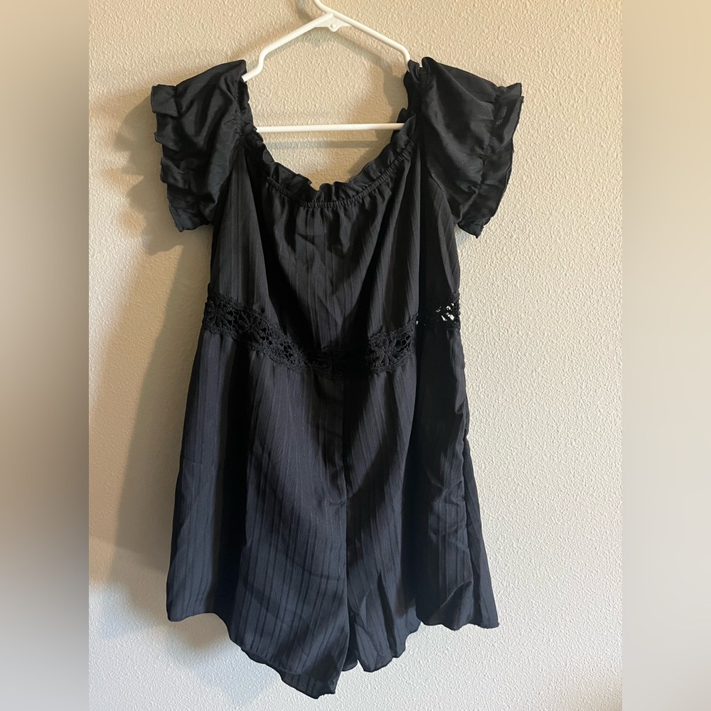 Black Ruffled Short Sleeve Dress